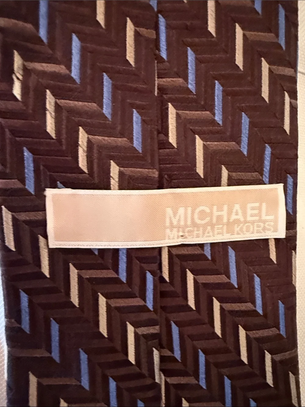 Michael Kors Brown and Blue Patterned Men's Tie